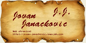 Jovan Janaćković vizit kartica